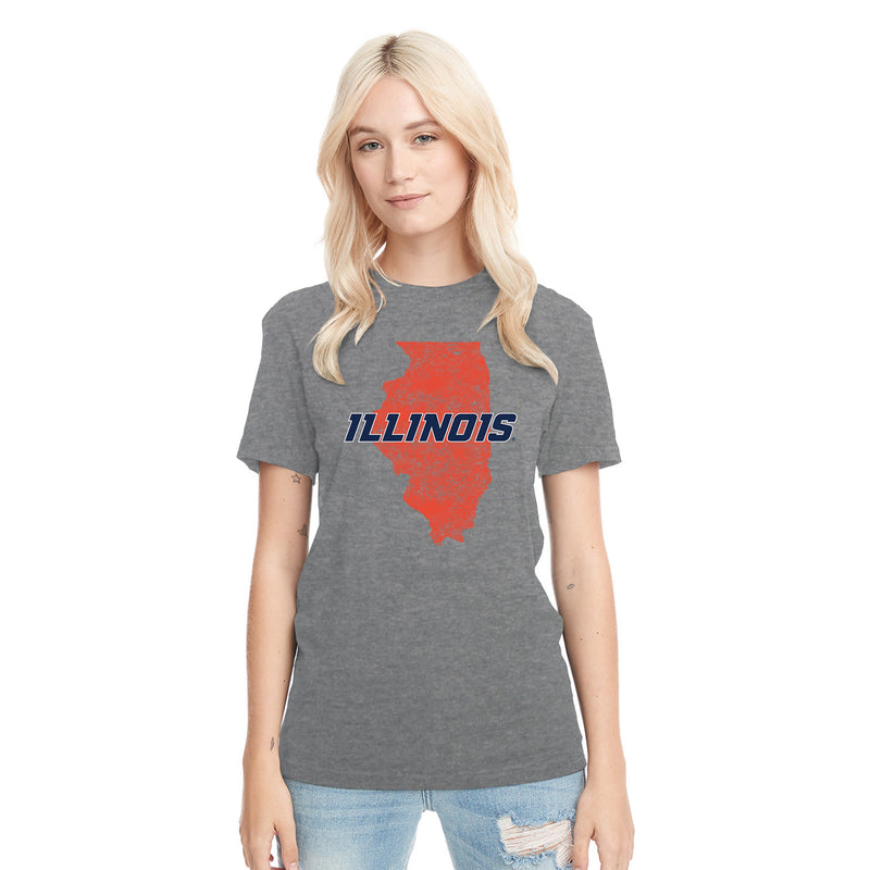 Illinois IL Silhouette Logo NLA Triblend T-Shirt - Premium Heather