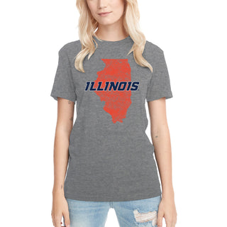 Illinois IL Silhouette Logo NLA Triblend T-Shirt - Premium Heather