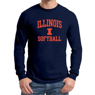 Illinois Arch Logo Softball Long Sleeve - Navy