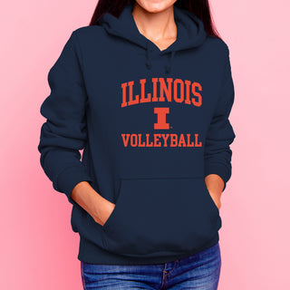 Illinois Arch Logo Volleyball Hoodie - Navy