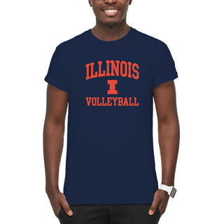 Illinois Arch Logo Volleyball T-Shirt - Navy