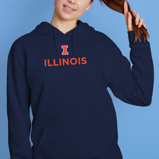 University of Illinois Fighting Illini Institutional Logo Cotton Hoodie - Navy