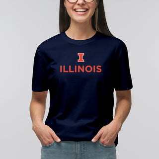 University of Illinois Fighting Illini Institutional Logo Cotton T-Shirt - Navy