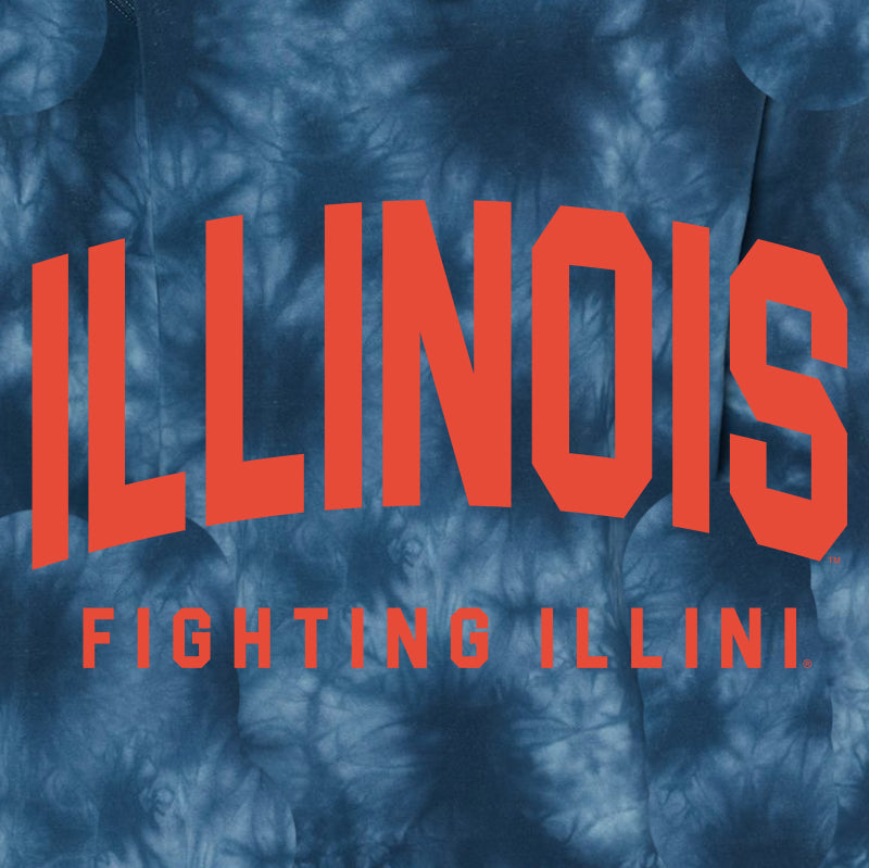 Illinois Big Bold Midweight Tie-Dyed Hoodie - Navy