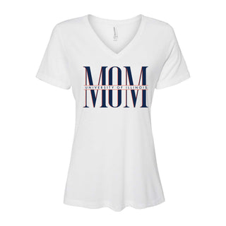 Illinois Classic Mom Women's Relaxed Triblend V-Neck T-Shirt - Solid White