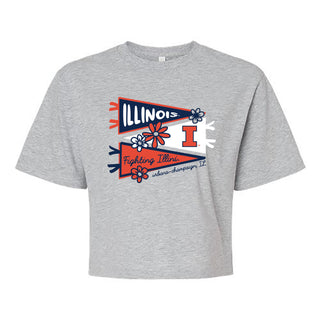 Illinois Cute Pennant Women's Fine Jersey Boxy Tee - Heather Grey