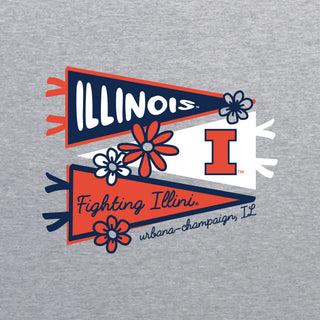Illinois Cute Pennant Women's Fine Jersey Boxy Tee - Heather Grey