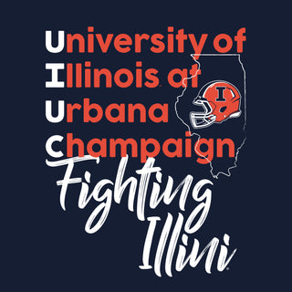 Illinois UIUC School Stack T-Shirt - Navy