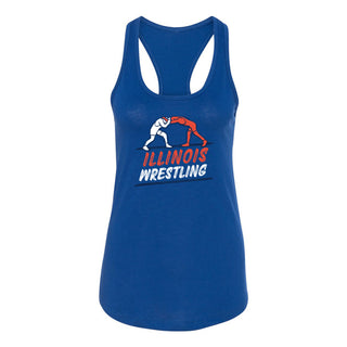 Illinois Wrestling Sketch Racerback Tank Top - Royal