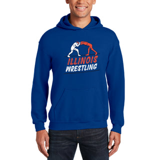 Illinois Wrestling Sketch Hoodie - Royal