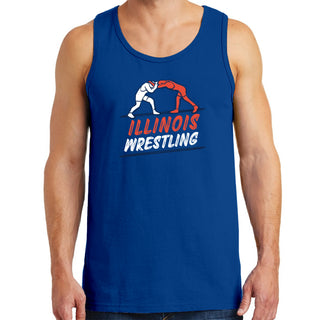 Illinois Wrestling Sketch Tank Top - Royal
