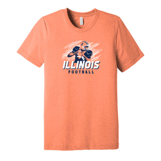 Illinois Football Action Triblend T-Shirt - Orange Triblend