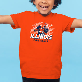 Illinois Football Action Youth T-Shirt - Orange