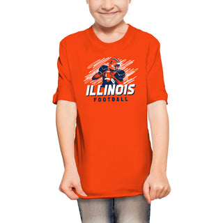 Illinois Football Action Youth T-Shirt - Orange
