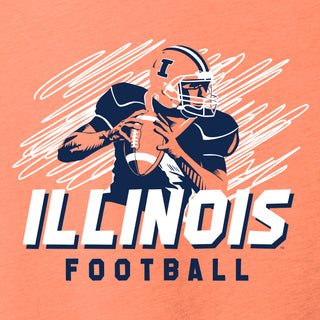 Illinois Football Action Triblend Youth T-Shirt - Orange Triblend