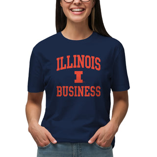 Illinois Arch Logo Business T-Shirt - Navy