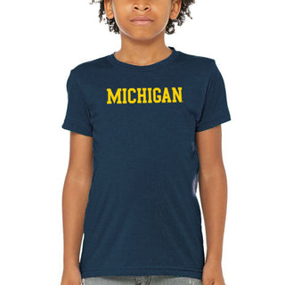 Block Michigan Youth Triblend T-Shirt - Solid Navy