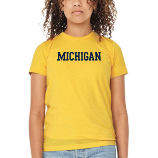 Block Michigan Youth Triblend T-Shirt - Yellow Gold