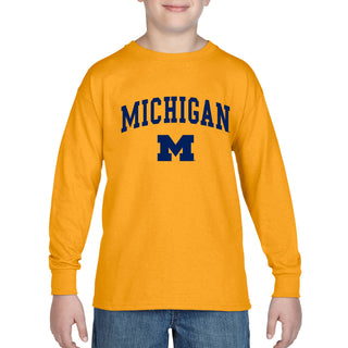 Michigan Arch Logo Youth Long Sleeve