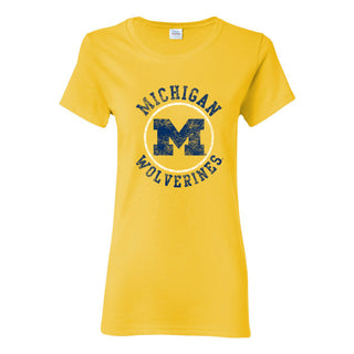 Michigan Distressed Circle Logo Womens T-Shirt