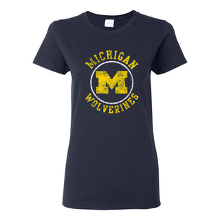 Michigan Distressed Circle Logo Womens T-Shirt