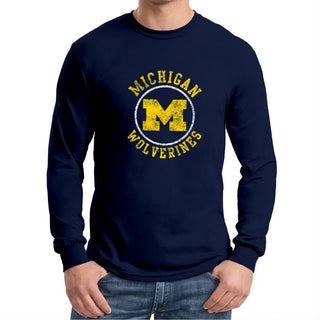 Michigan Distressed Circle Logo Long Sleeve