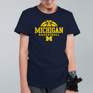 Michigan Wolverines Basketball Hype Youth T-Shirt - Navy