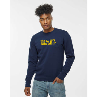Michigan Hail Outline JA BTB Fleece Crewneck - True Navy