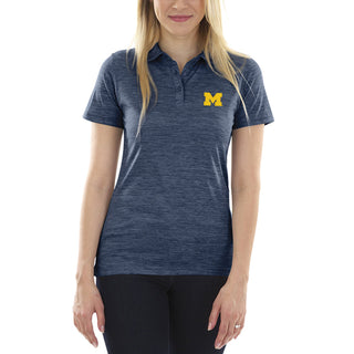 Michigan Wolverines Primary Logo Women's Space Dye Performance Polo - Navy