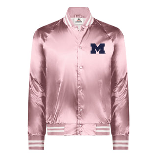 Michigan Block M Satin Baseball Jacket - Light Pink