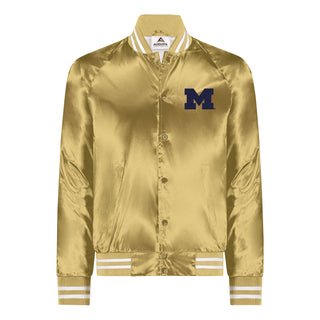 Michigan Block M Satin Baseball Jacket - Metallic Gold
