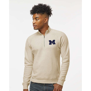 Michigan Block M EMB JA Triblend 1/4-Zip Sweatshirt - Oatmeal Triblend