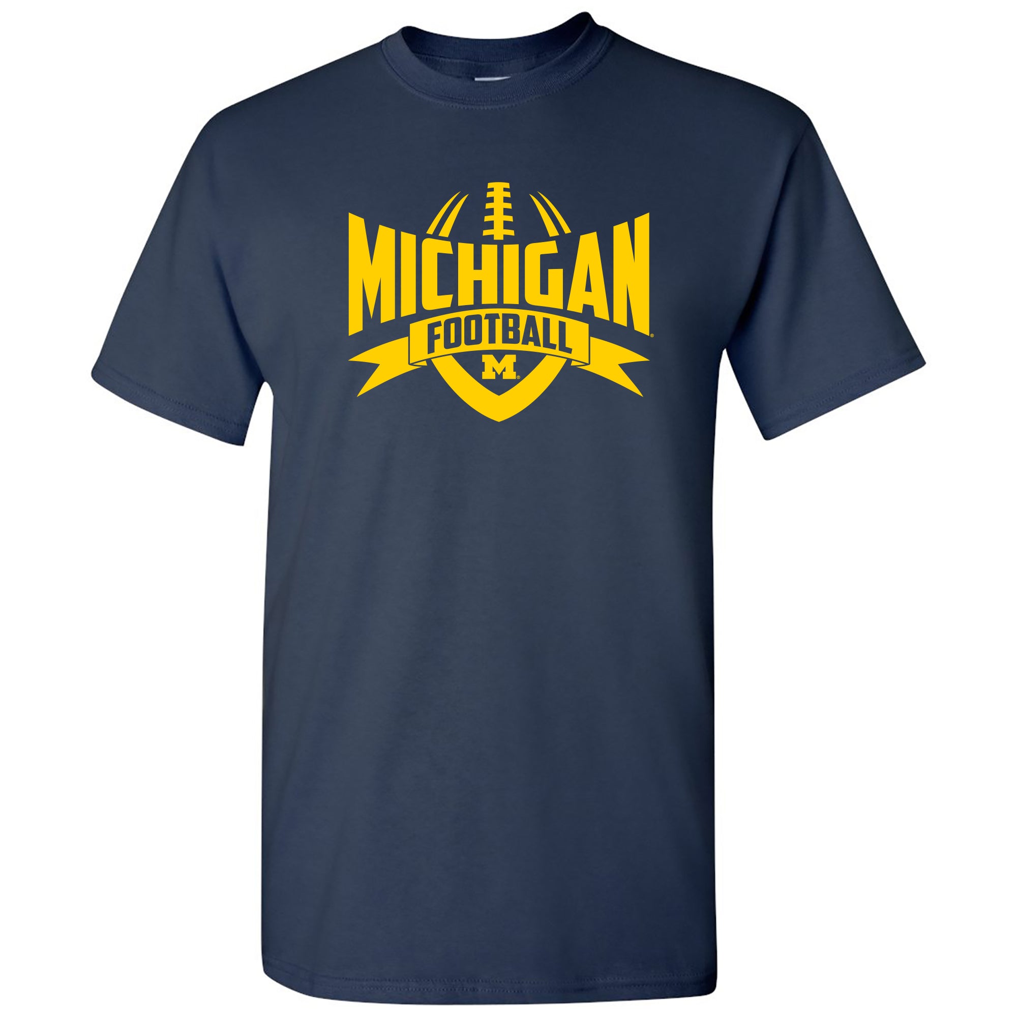 michigan gear University of Michigan Wolverines Football Rush Basic Cotton Short Sleeve T-Shirt in Blue | Size: 3XL