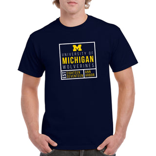 Michigan Box Label T Shirt - Navy