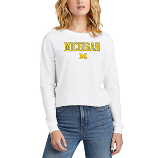 Michigan Rundown Women's Triblend Midi Long Sleeve - White