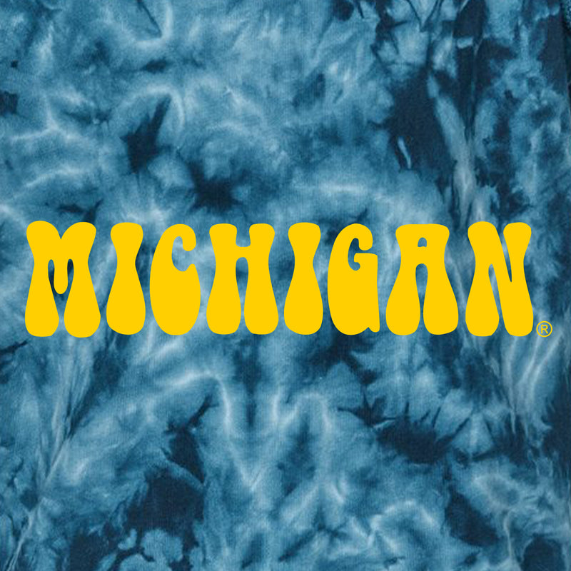 Michigan Retro Logo Infant Crystal Tie-Dye Creeper - Navy
