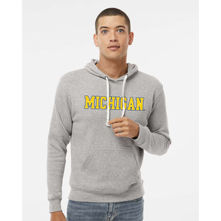 Michigan Wordmark JA Triblend Fleece Hoodie - Grey Triblend