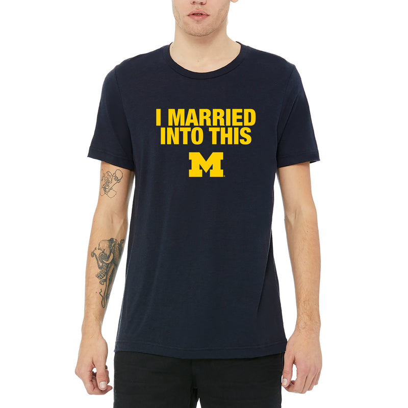 Michigan I Married Into This Triblend T-Shirt - Solid Navy Triblend