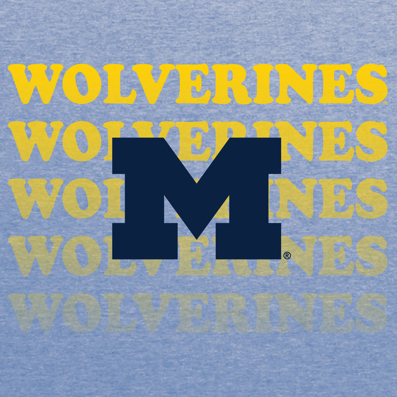 Michigan Graded Repeat Triblend T-Shirt - Blue Triblend