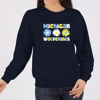 Michigan Daisy Dots JA BTB Fleece Crewneck - Navy