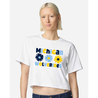 Michigan Daisy Dots Women's Fine Jersey Boxy Tee - White
