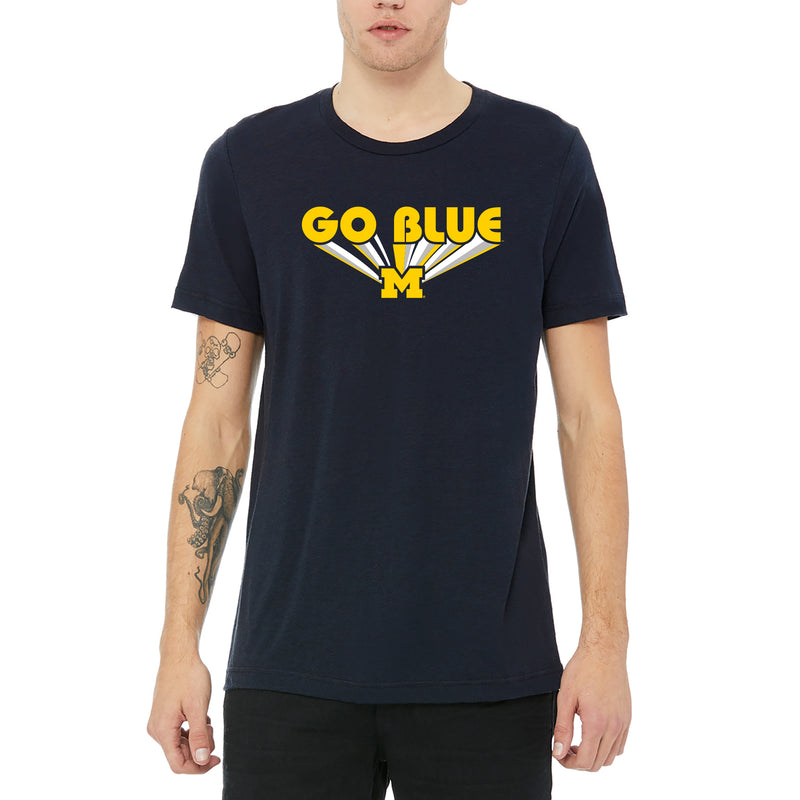Michigan Motto Bubble Canvas Triblend T-Shirt - Solid Navy Triblend