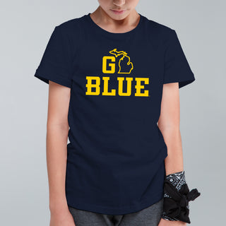 Michigan Go Blue MI Youth T-Shirt - Navy