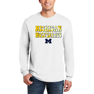 Michigan Tie Dye Type Long Sleeve - White