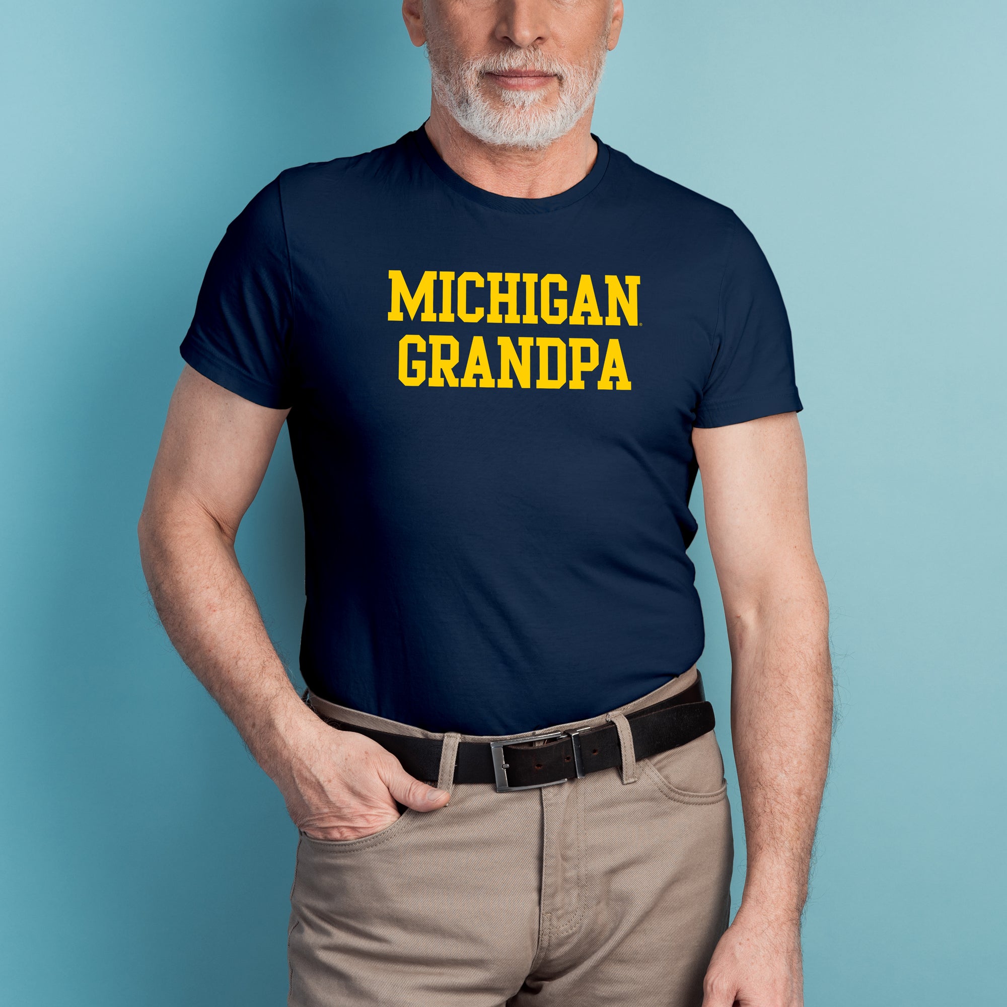 Michigan Basic Block Grandpa T-Shirt Navy - Main Image