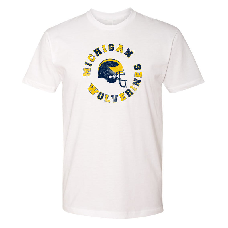 Michigan Football Fan Circle Premium Cotton T-Shirt - White