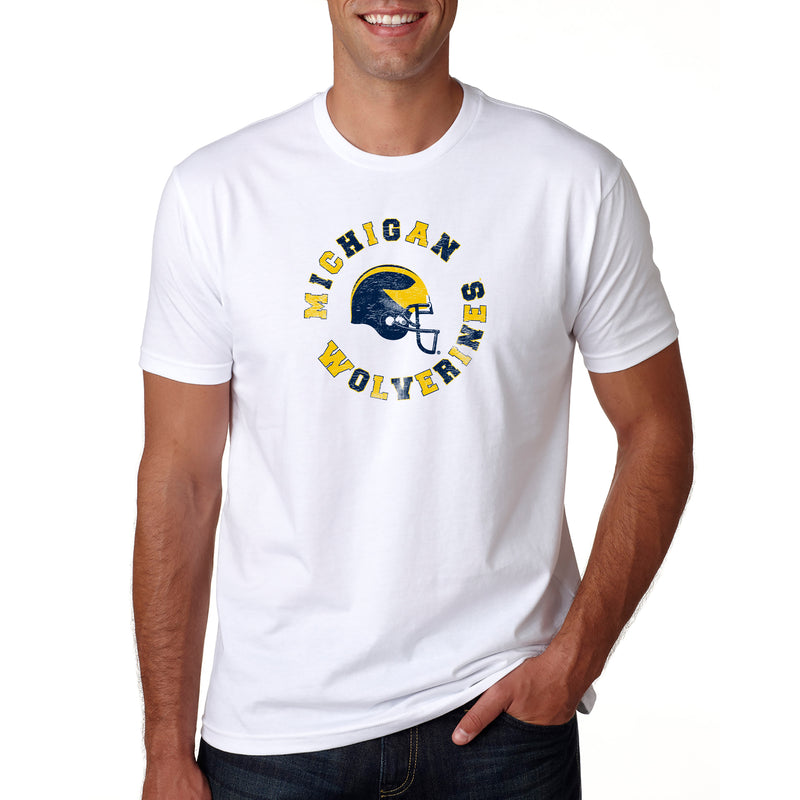 Michigan Football Fan Circle Premium Cotton T-Shirt - White