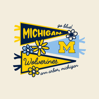 Michigan Cute Pennant Women's Fine Jersey Boxy Tee - Creme