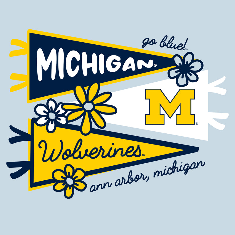 Michigan Cute Pennant Youth Comfortwash Long Sleeve - Soothing Blue