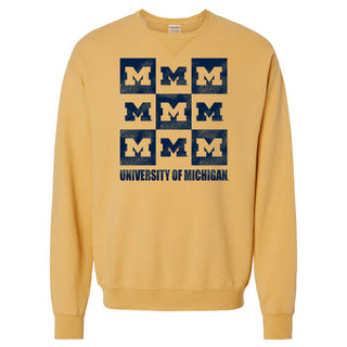 Michigan Checkerbox CW Garment-Dyed Crewneck - Artisan Gold